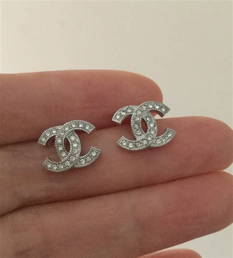 chanel earring silver|small silver chanel earrings.